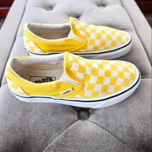 Slightly used Vans Asher Checkboard Yellow/white women's size 5